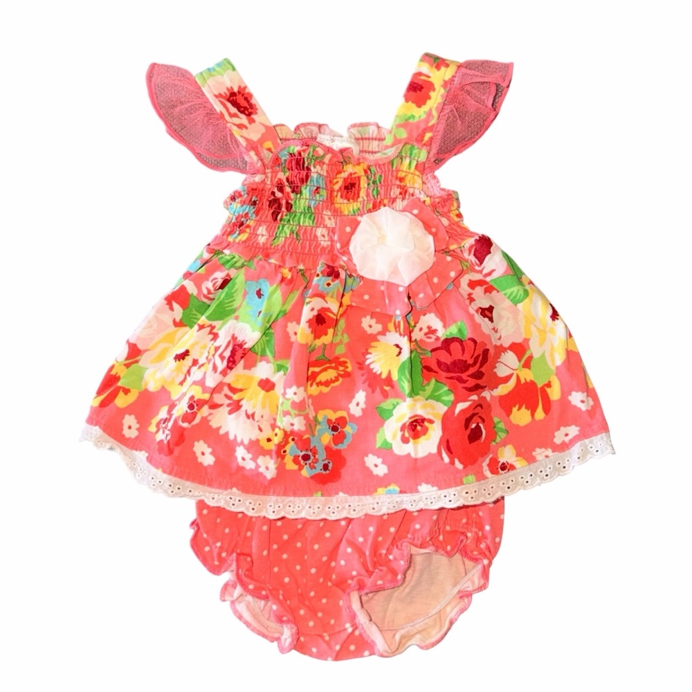 Baby Essentials Pink Polka Dot and Floral Set - Size 6M